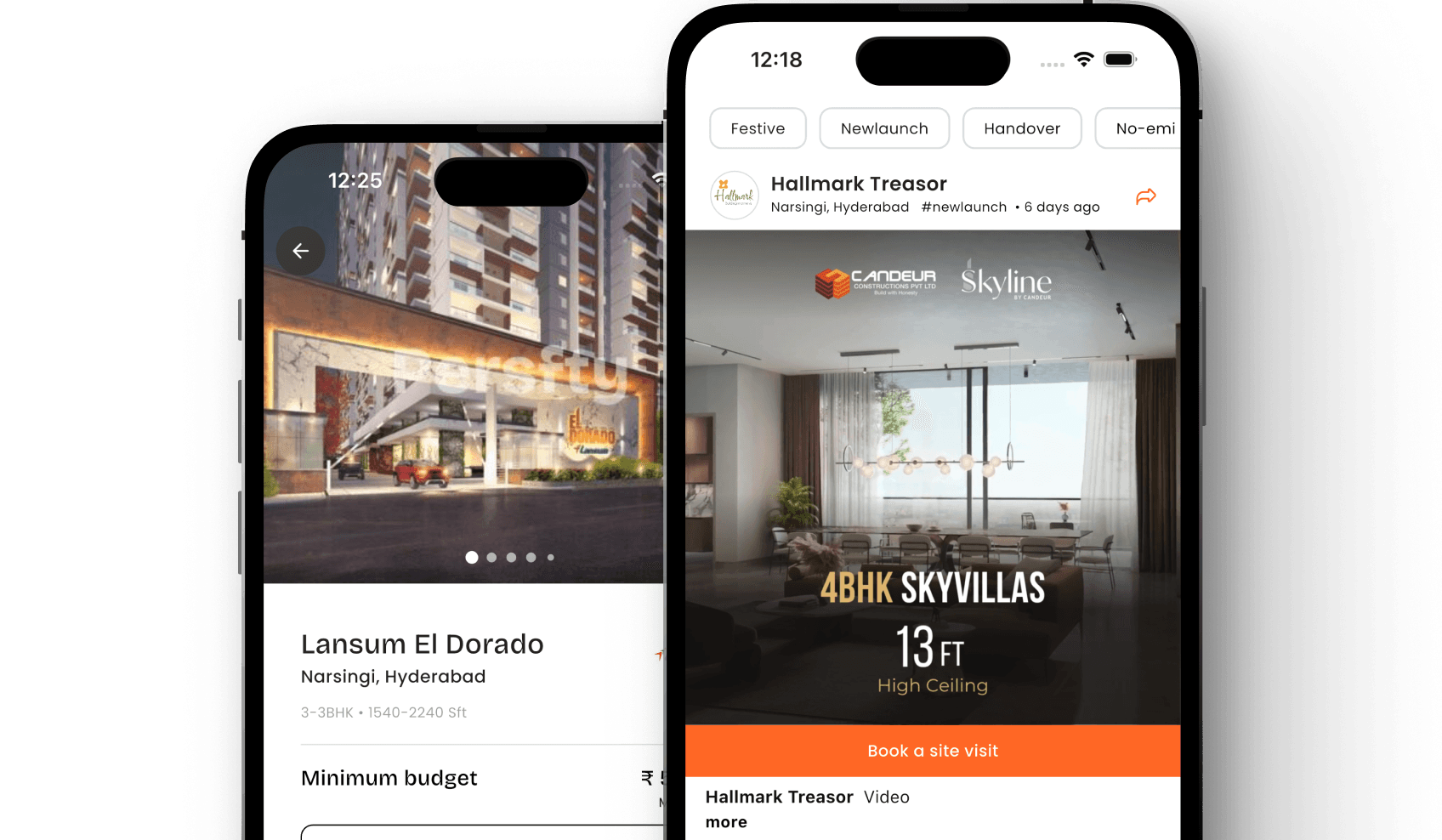 Phones showcasing listings